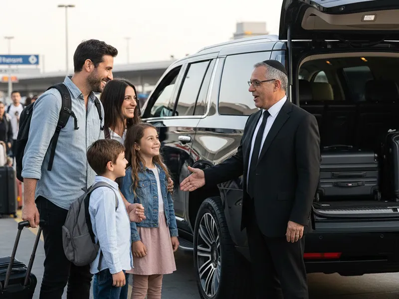 משפחה ישראלית מתקבלת בשדה התעופה JFK